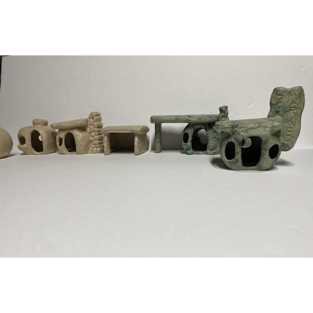 Vintage Louis Marx 1960s Flintstones House Buildings Bedrock Set of 6